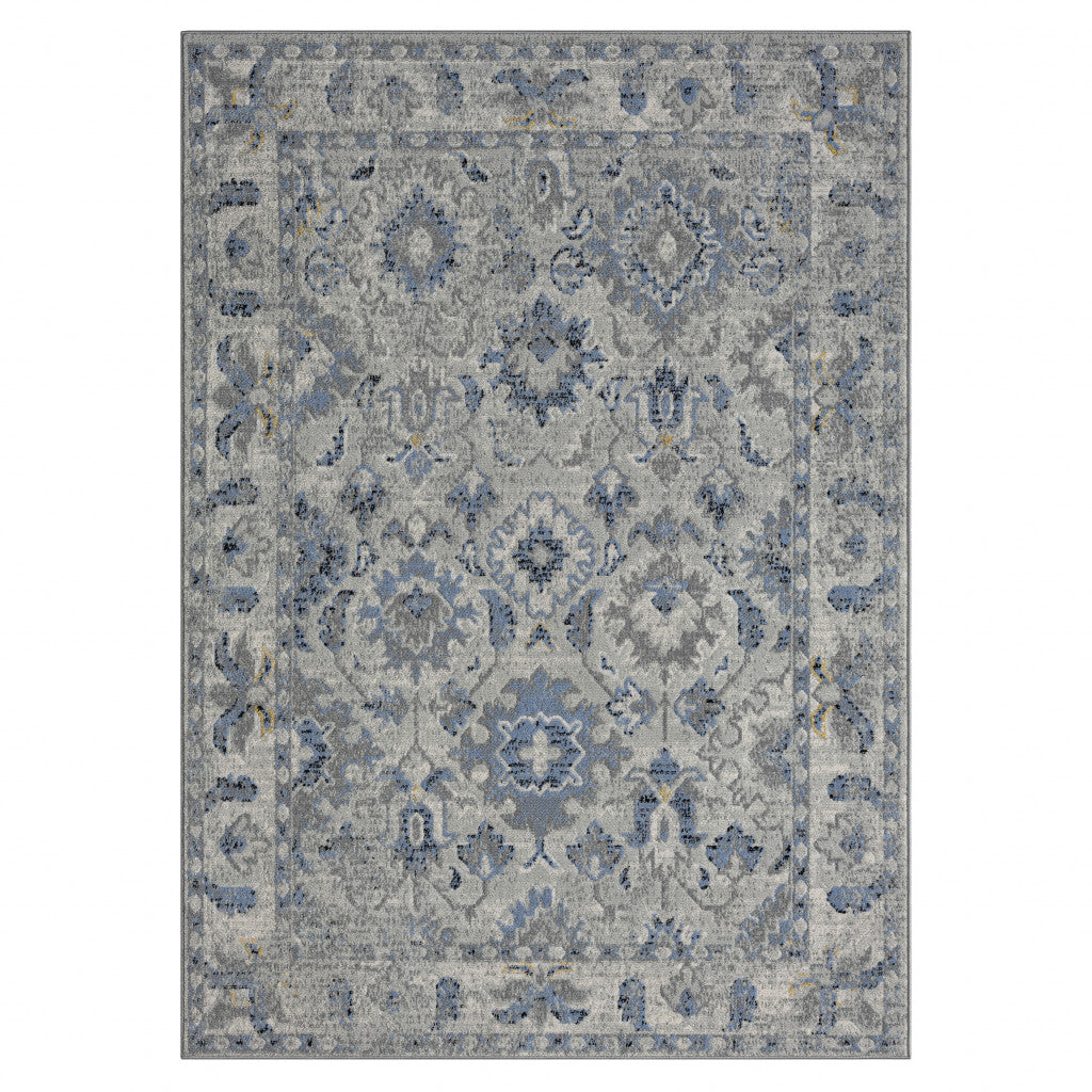 8' X 10' Blue Floral Area Rug