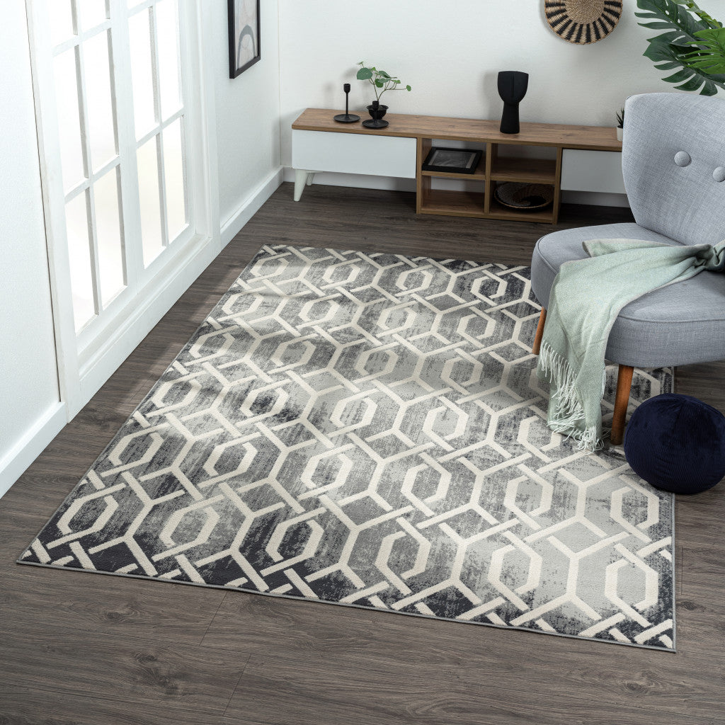 5' X 7' Gray Geometric Area Rug