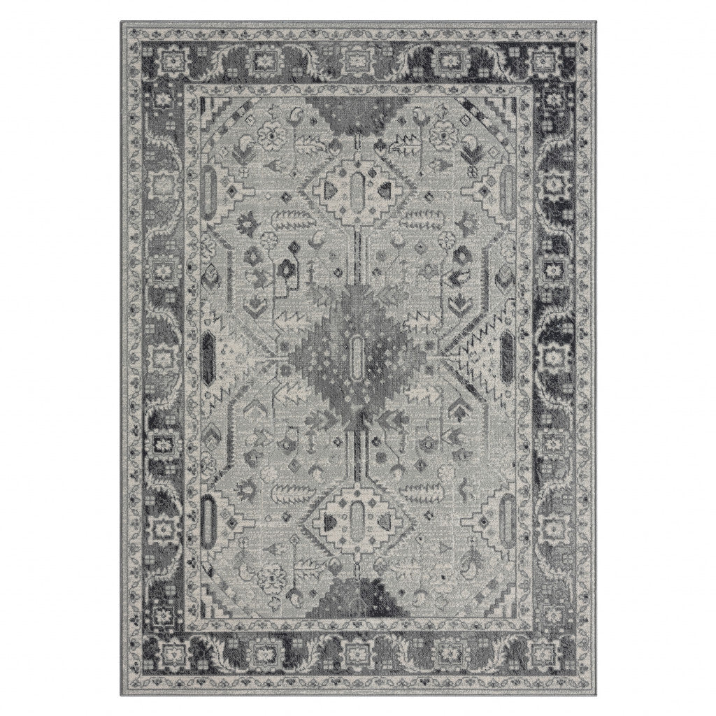 5' X 7' Gray Medallion Area Rug