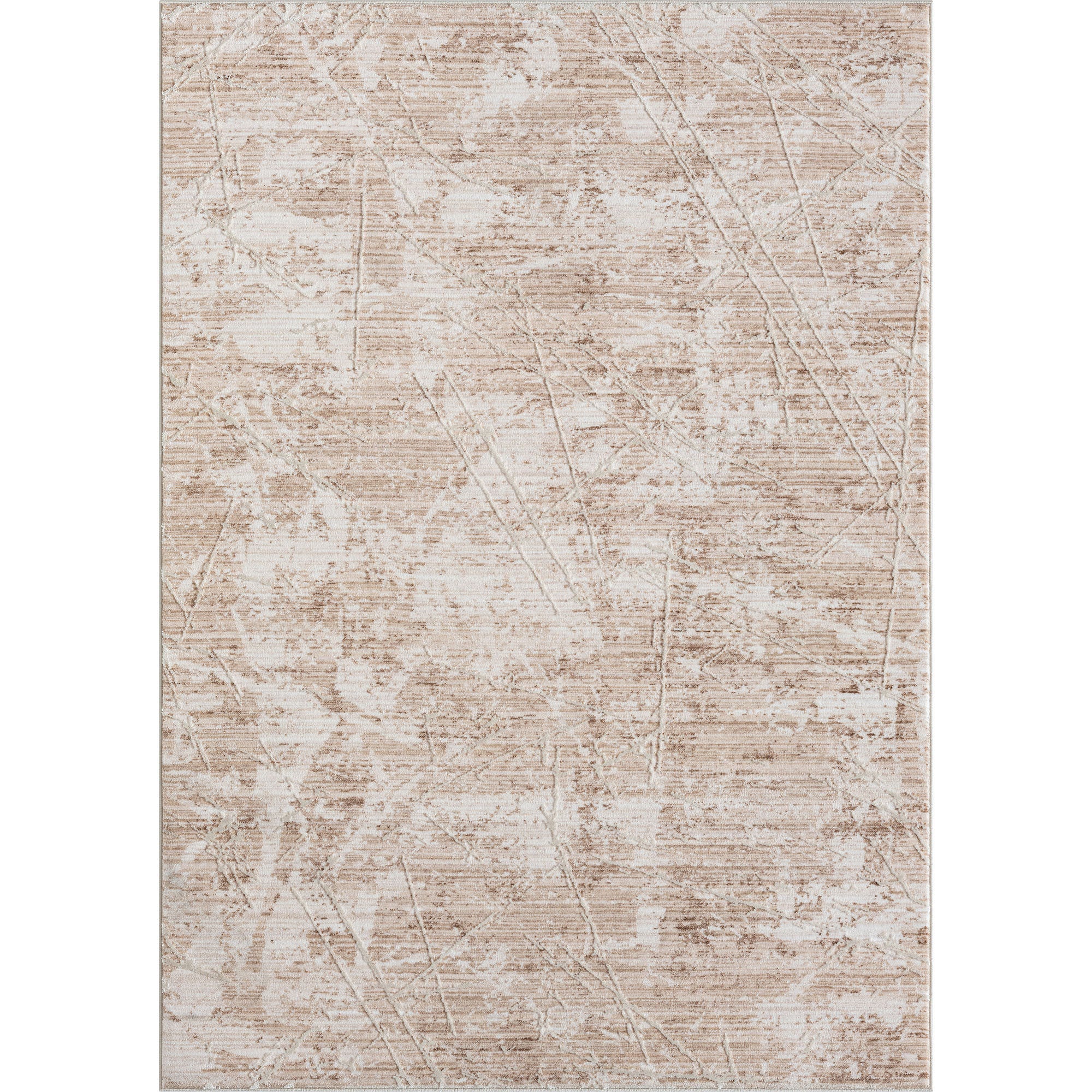 2' X 8' Beige Abstract Runner Rug