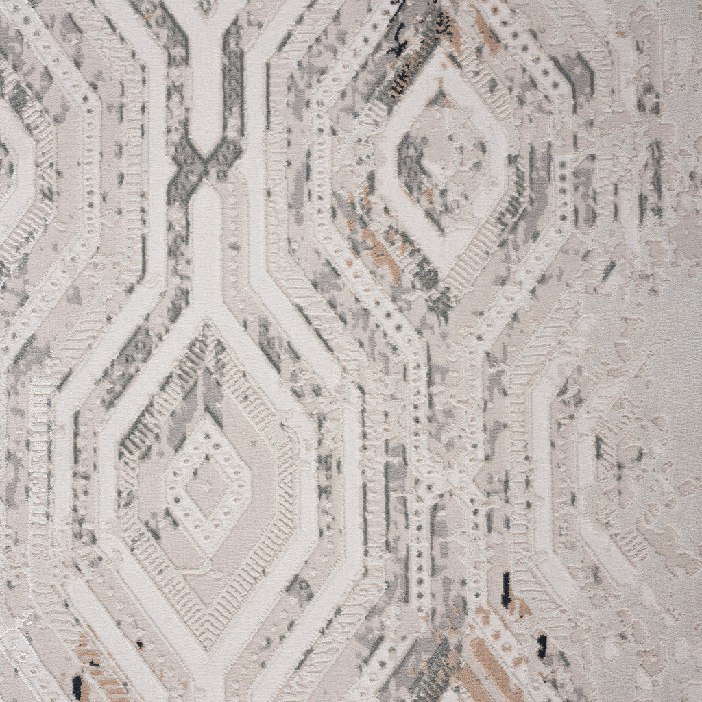 5' X 8' Cream Abstract Distressed Area Rug