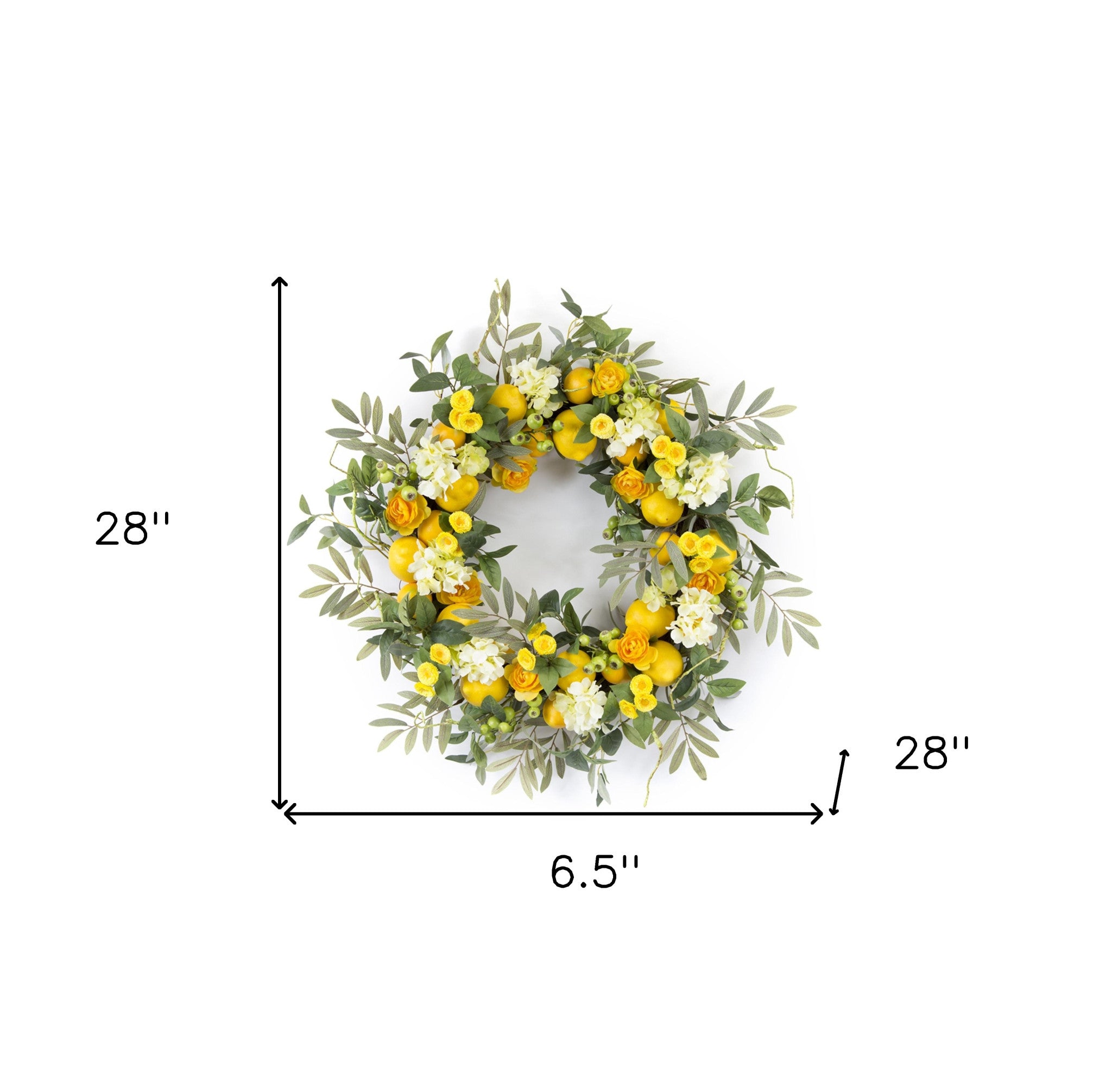 28" Green and Yellow Artificial Summer Lemon Wreath