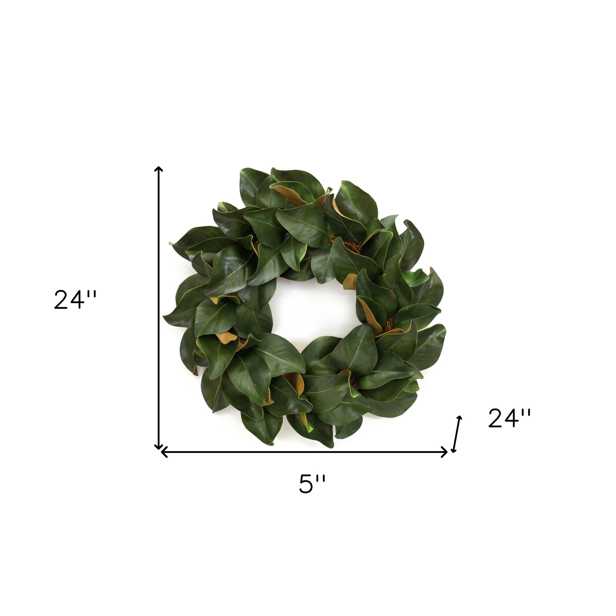 24" Green and Brown Artificial Magnolia Wreath
