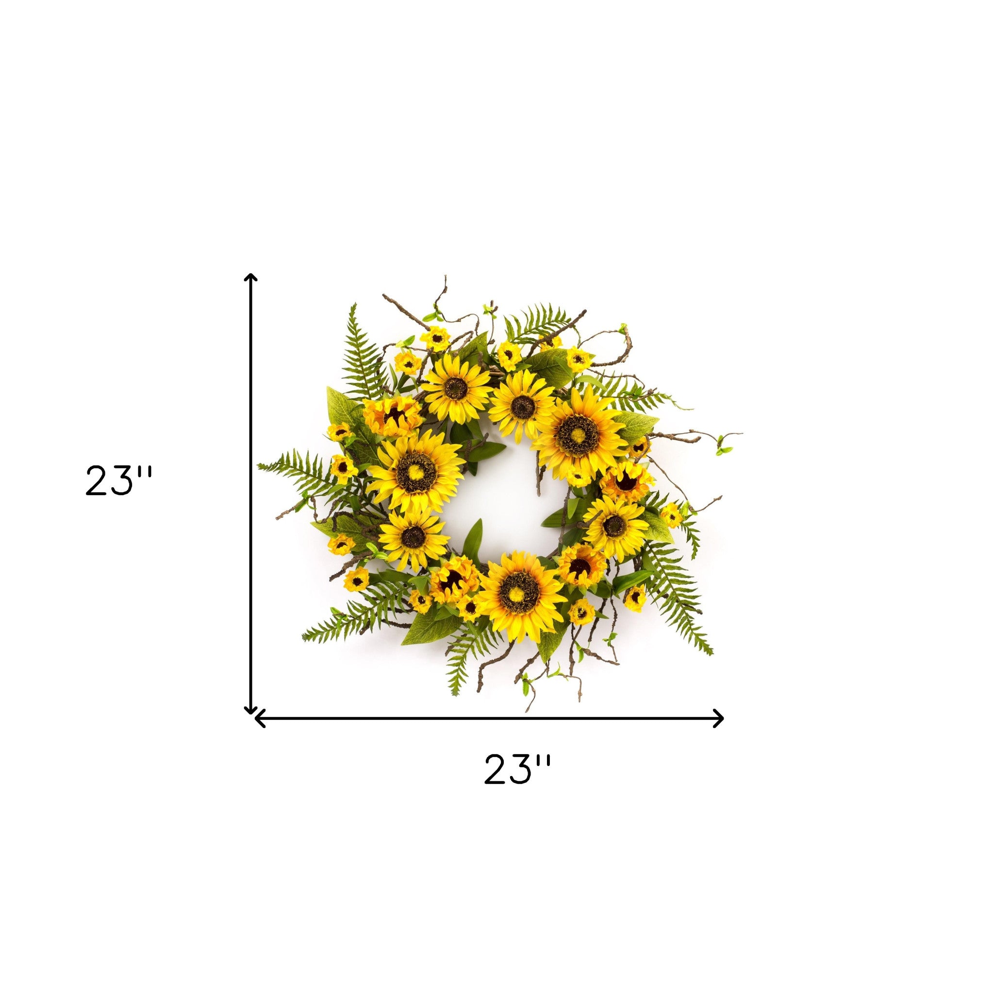 23" Green and Yellow Artificial Summer Sunflower Wreath