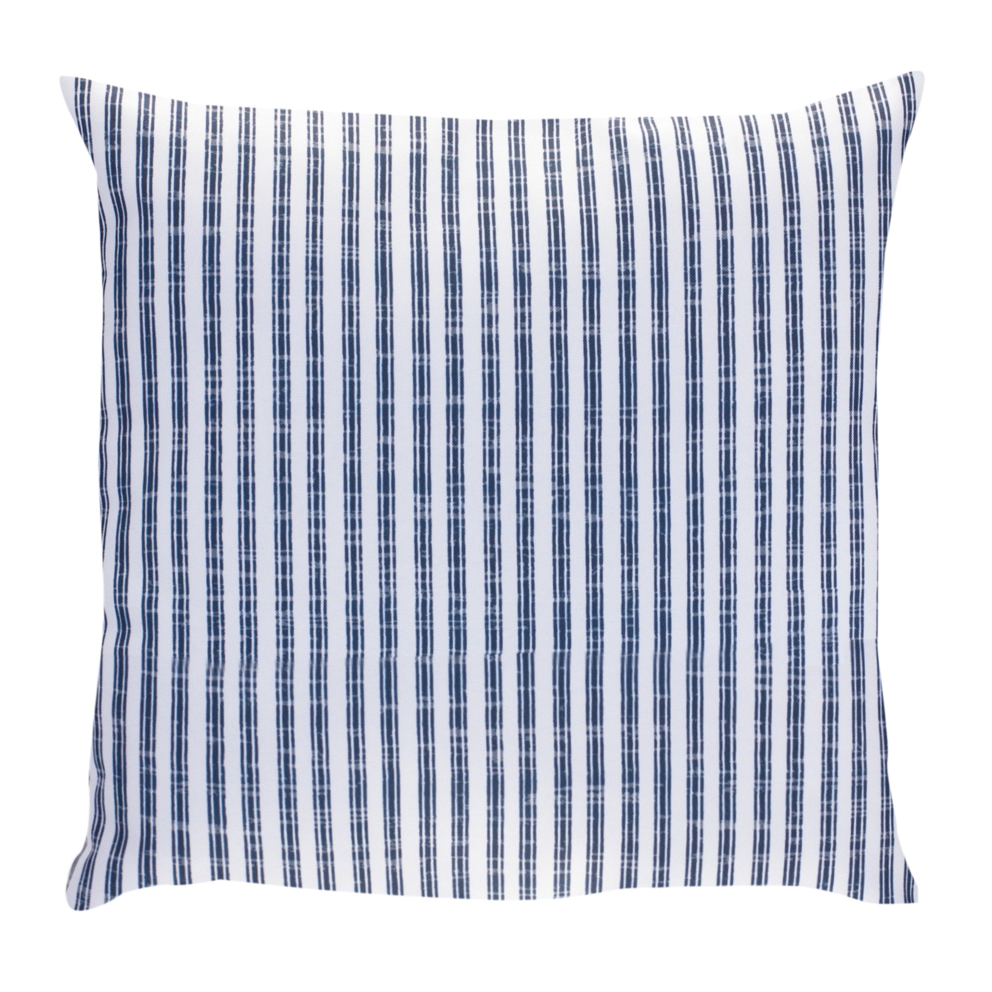 17" Blue and White Striped Polyester Blend Throw Pillow