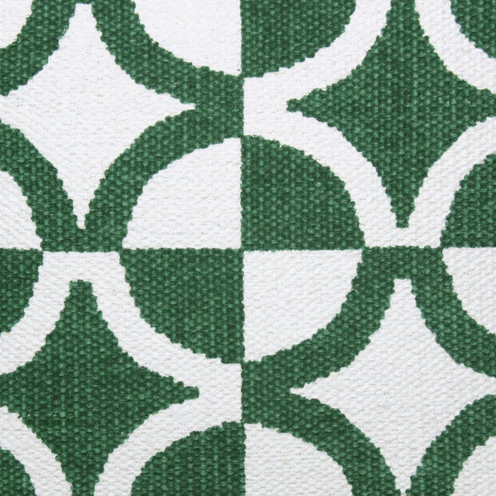 20" X 20" Green White And Blue 100% Cotton Geometric Zippered Pillow