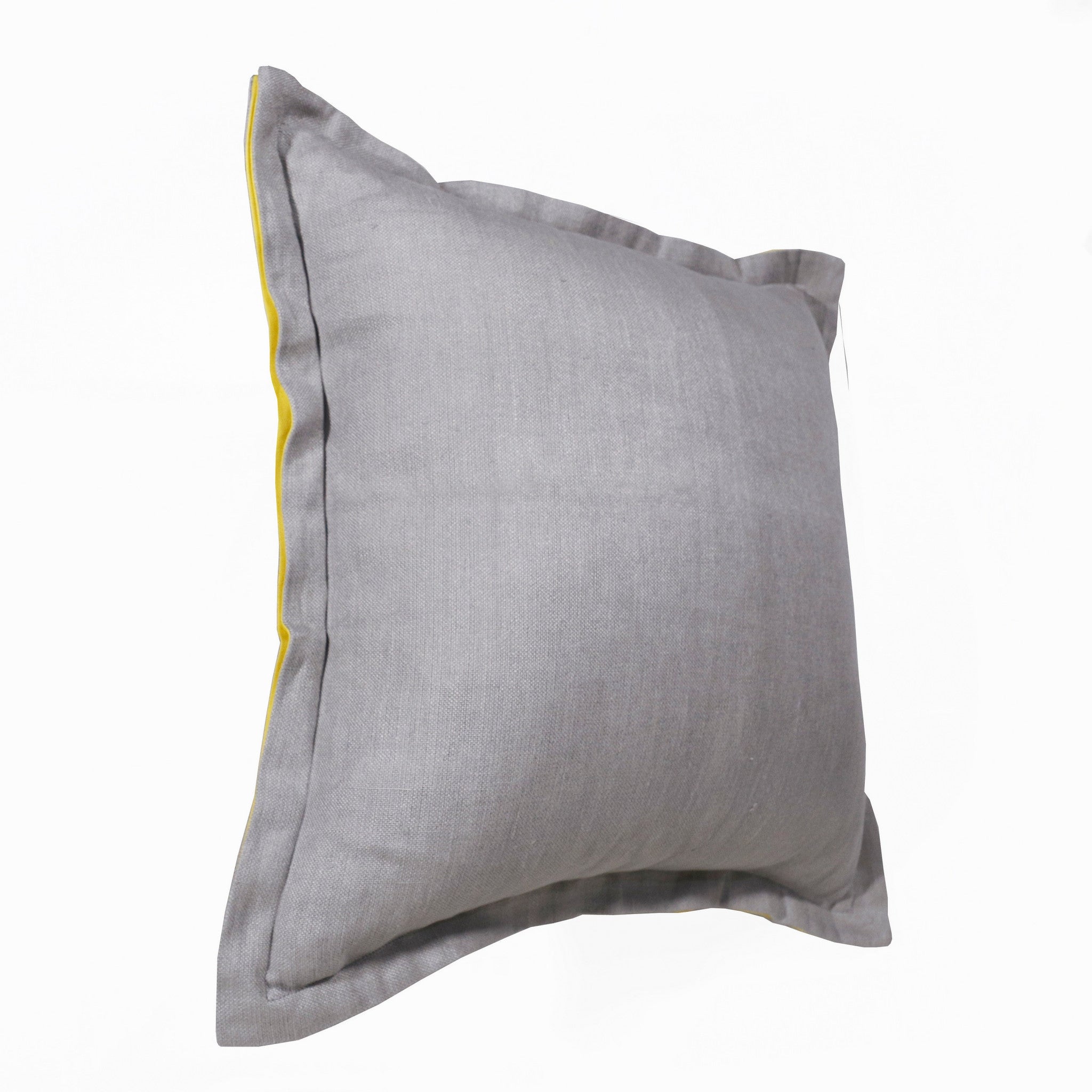 20" X 20" Gray And Yellow Linen Zippered Pillow