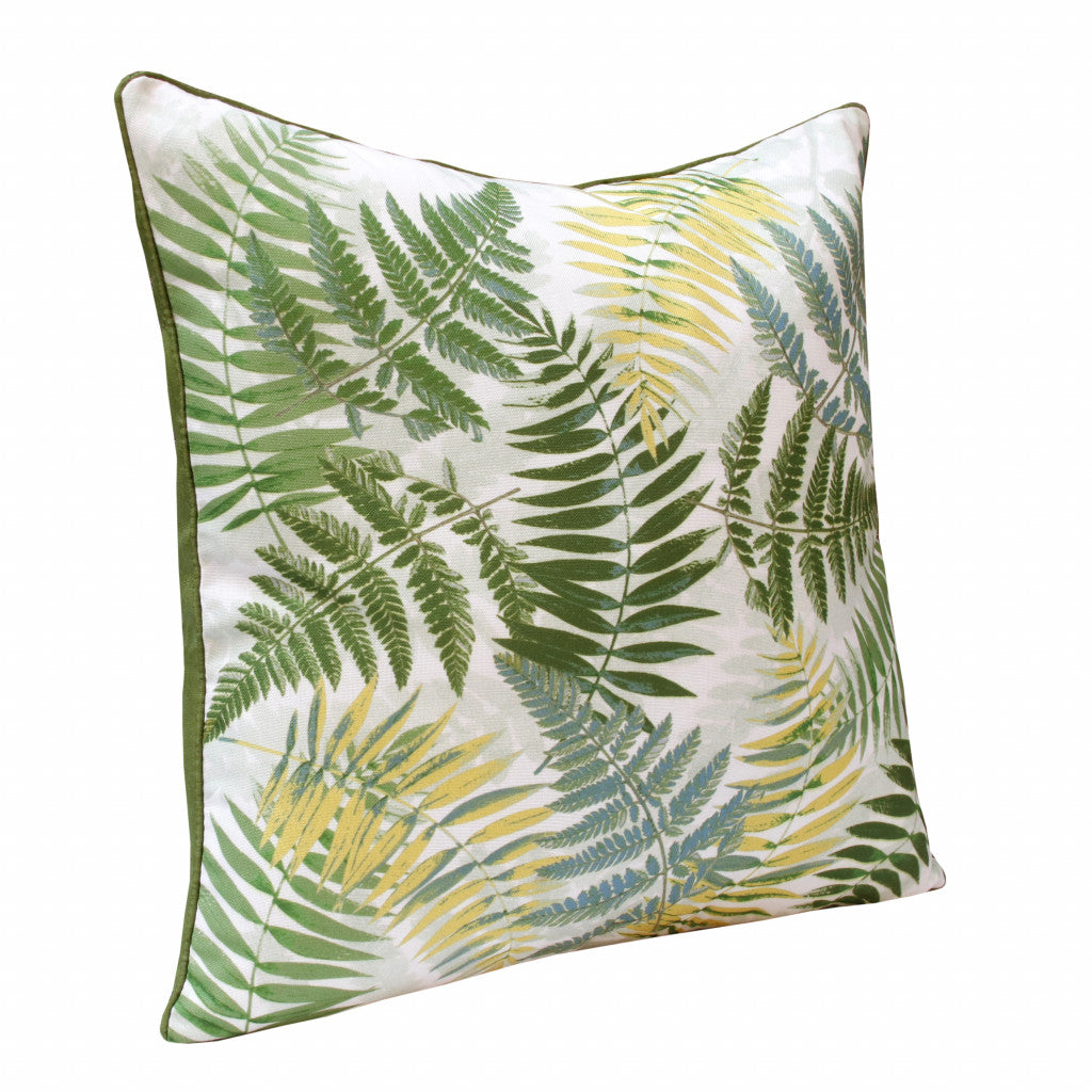 20" X 20" Green And Yellow Polyester Floral Zippered Pillow