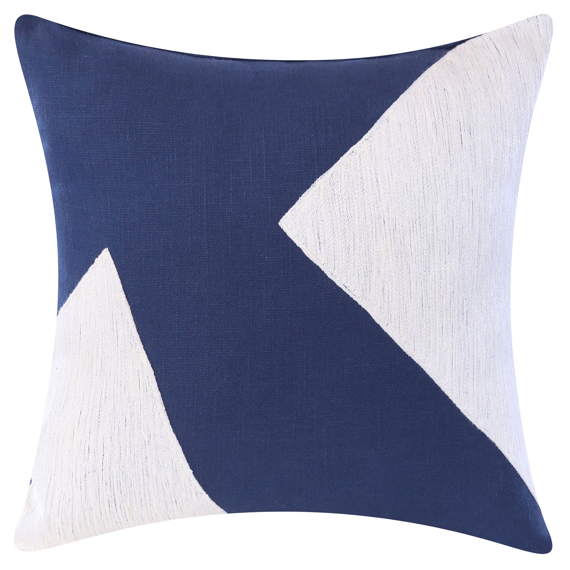 20" X 20" Navy And Ivory 100% Cotton Abstract Zippered Pillow