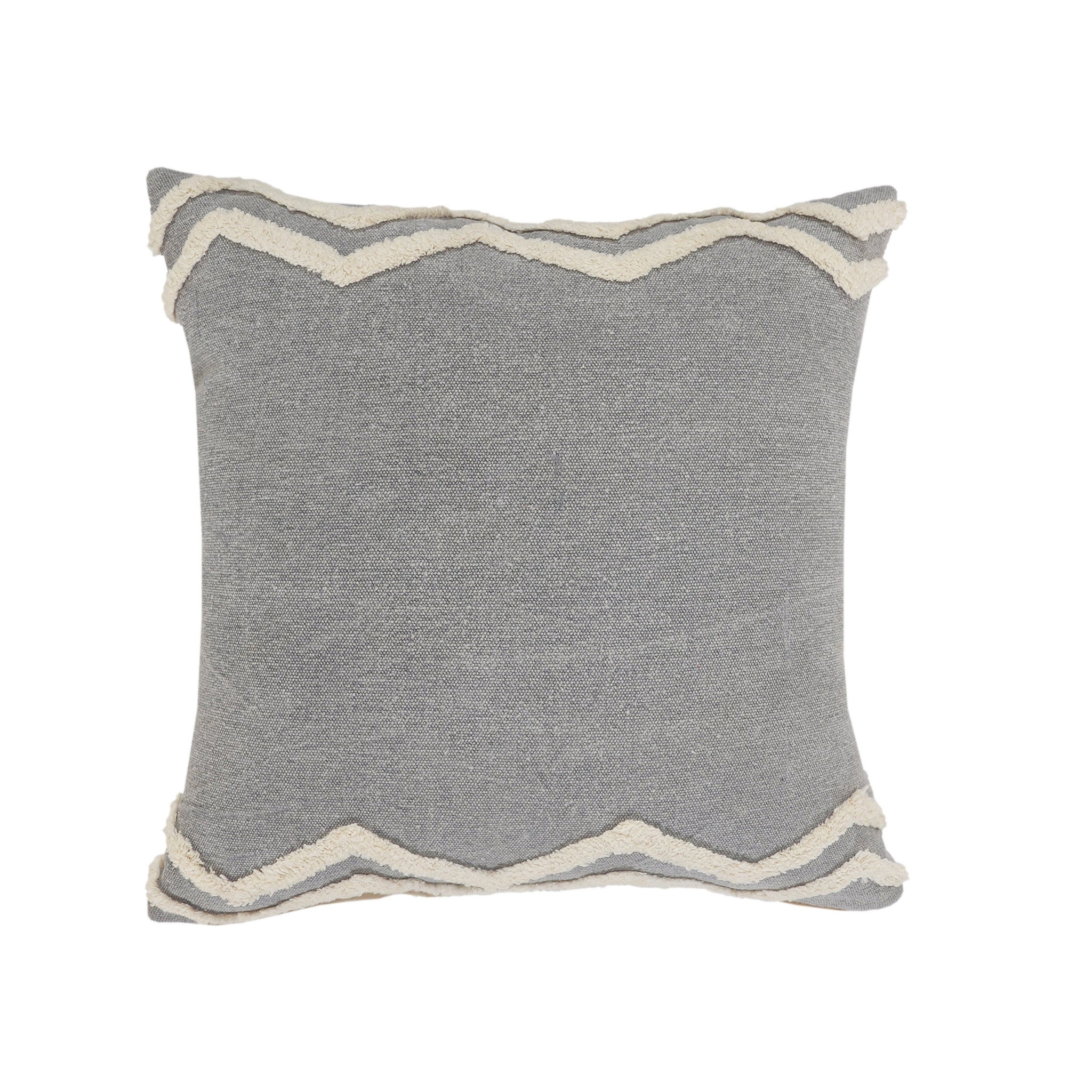 14" X 36" Grey And Off-White 100% Cotton Chevron Zippered Pillow