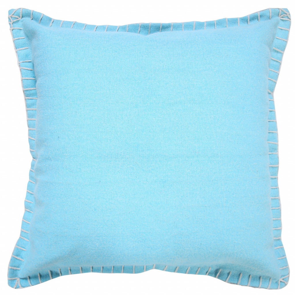 20" X 20" Light Blue 100% Cotton Zippered Pillow