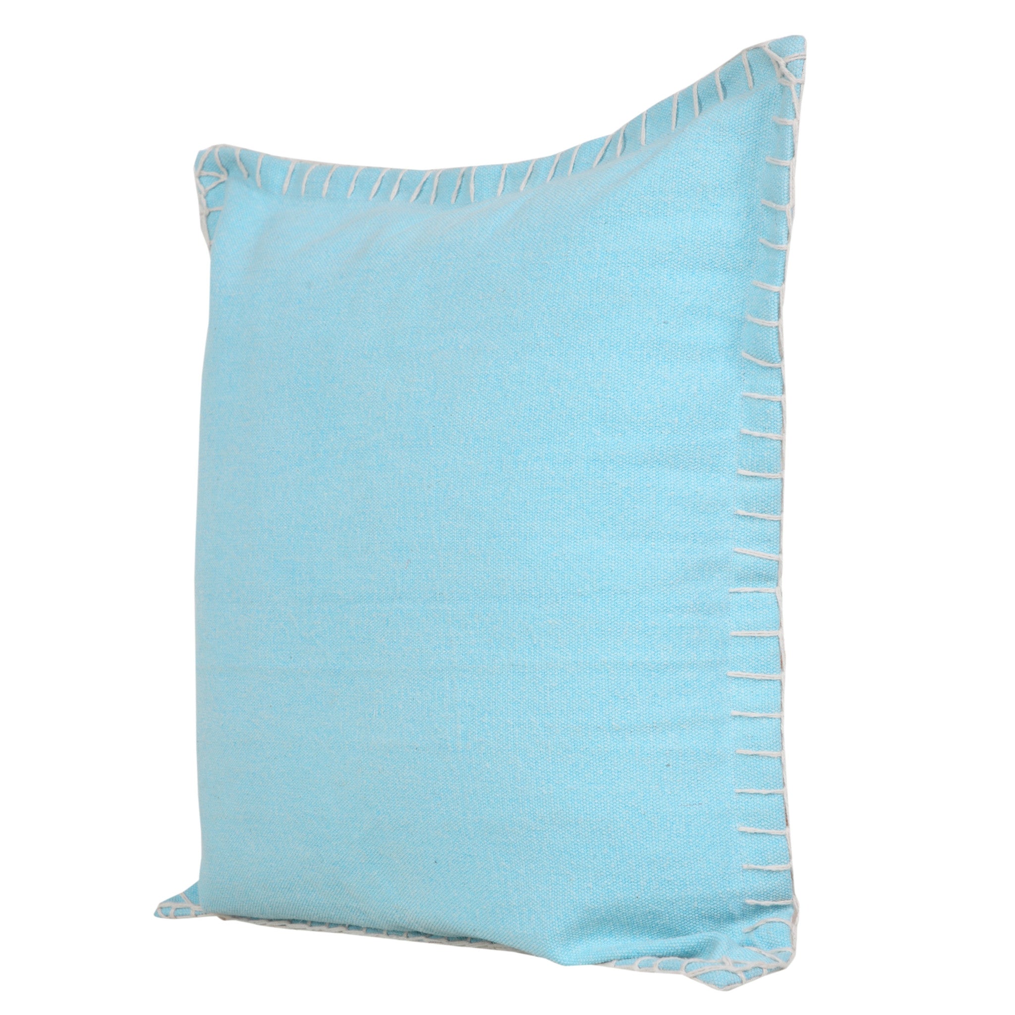 20" X 20" Light Blue 100% Cotton Zippered Pillow