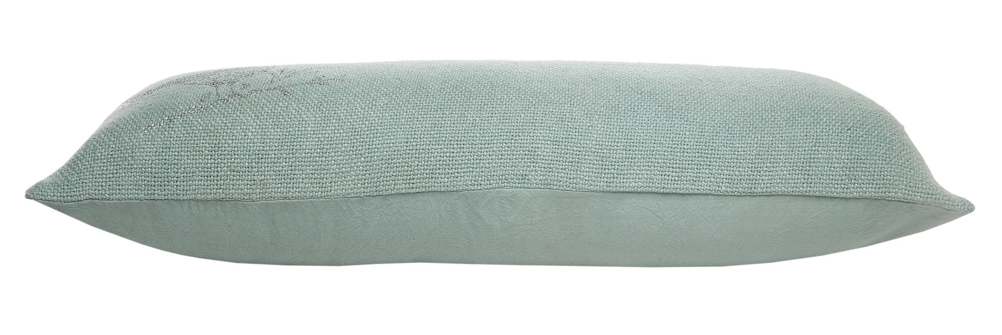 14" X 36" Blue Mint And Silver Polyester Geometric Zippered Pillow