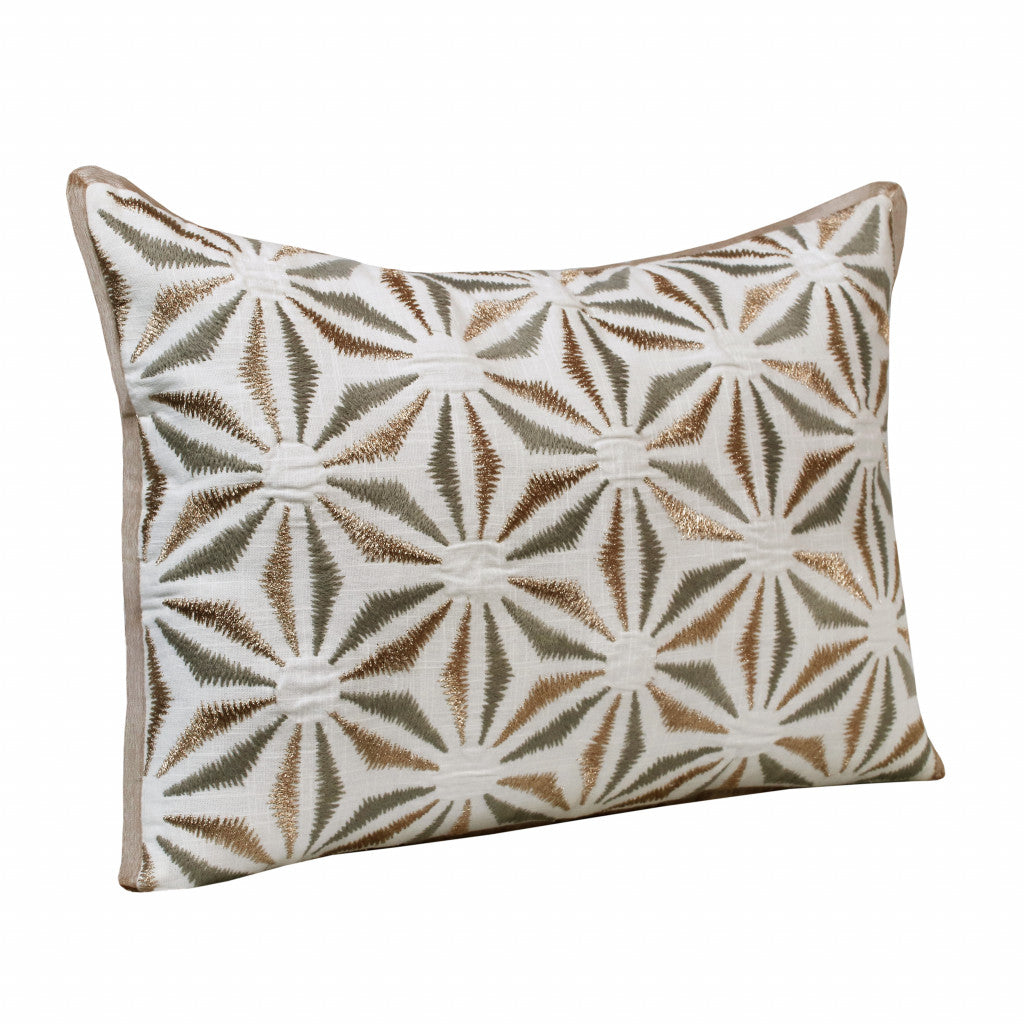 14" X 20" Gray And Copper 100% Cotton Geometric Zippered Pillow