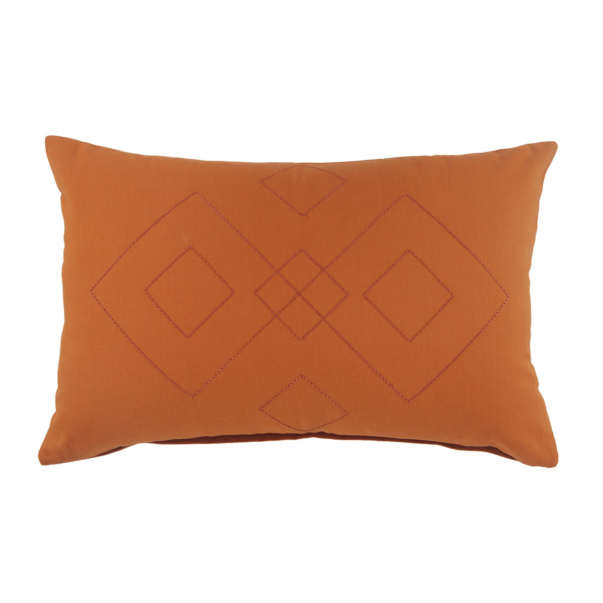 20" X 20" Orange And Dark Orange 100% Cotton Diamond Zippered Pillow