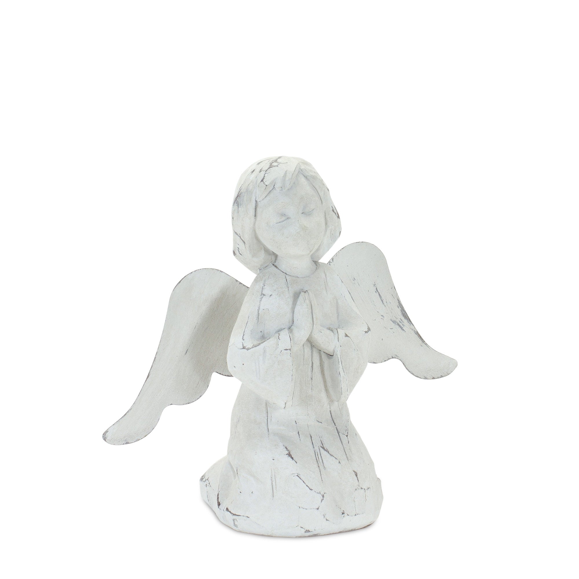 Set Of Three 8" White Washed Polyresin Angel Figurine