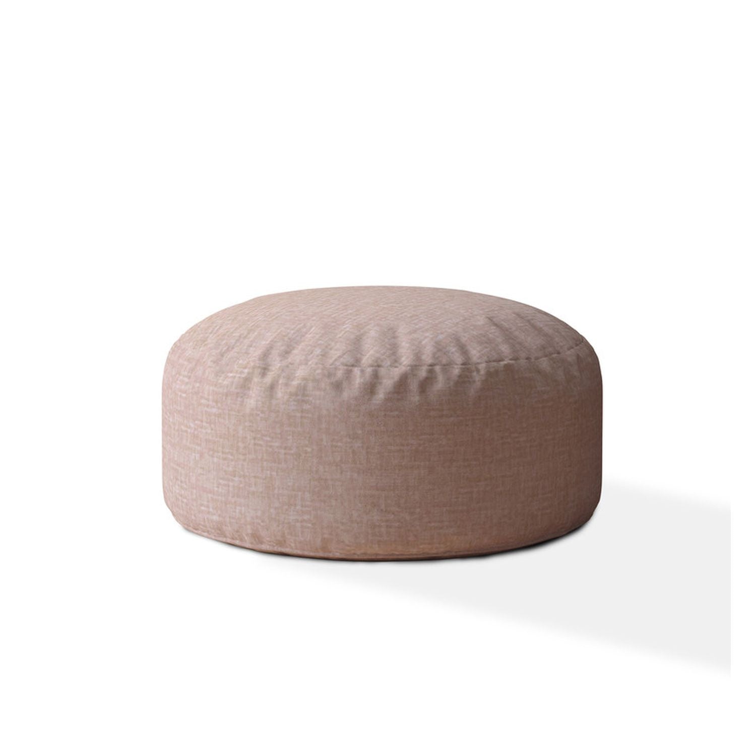 24" Pink Cotton Round Pouf Ottoman