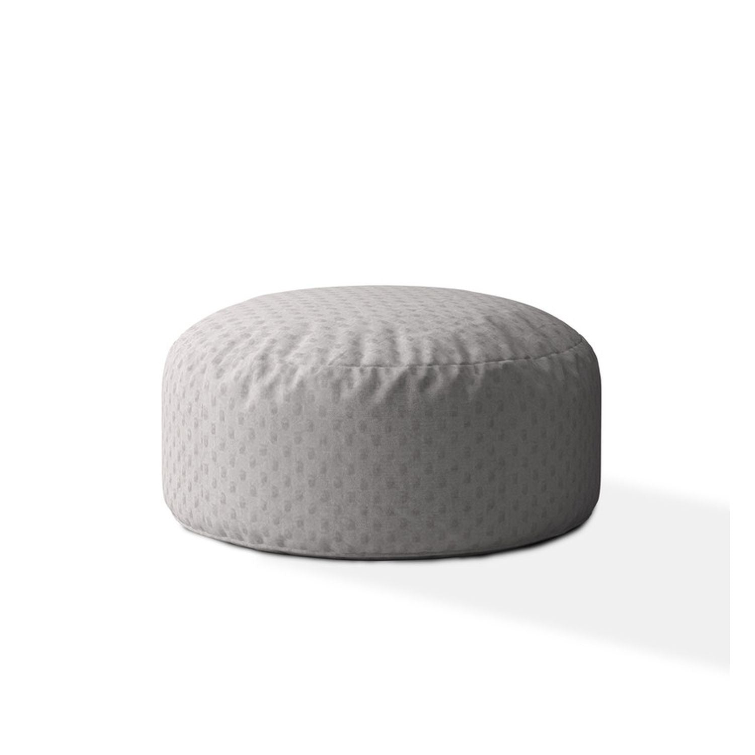 24" Gray Polyester Round Pouf Ottoman