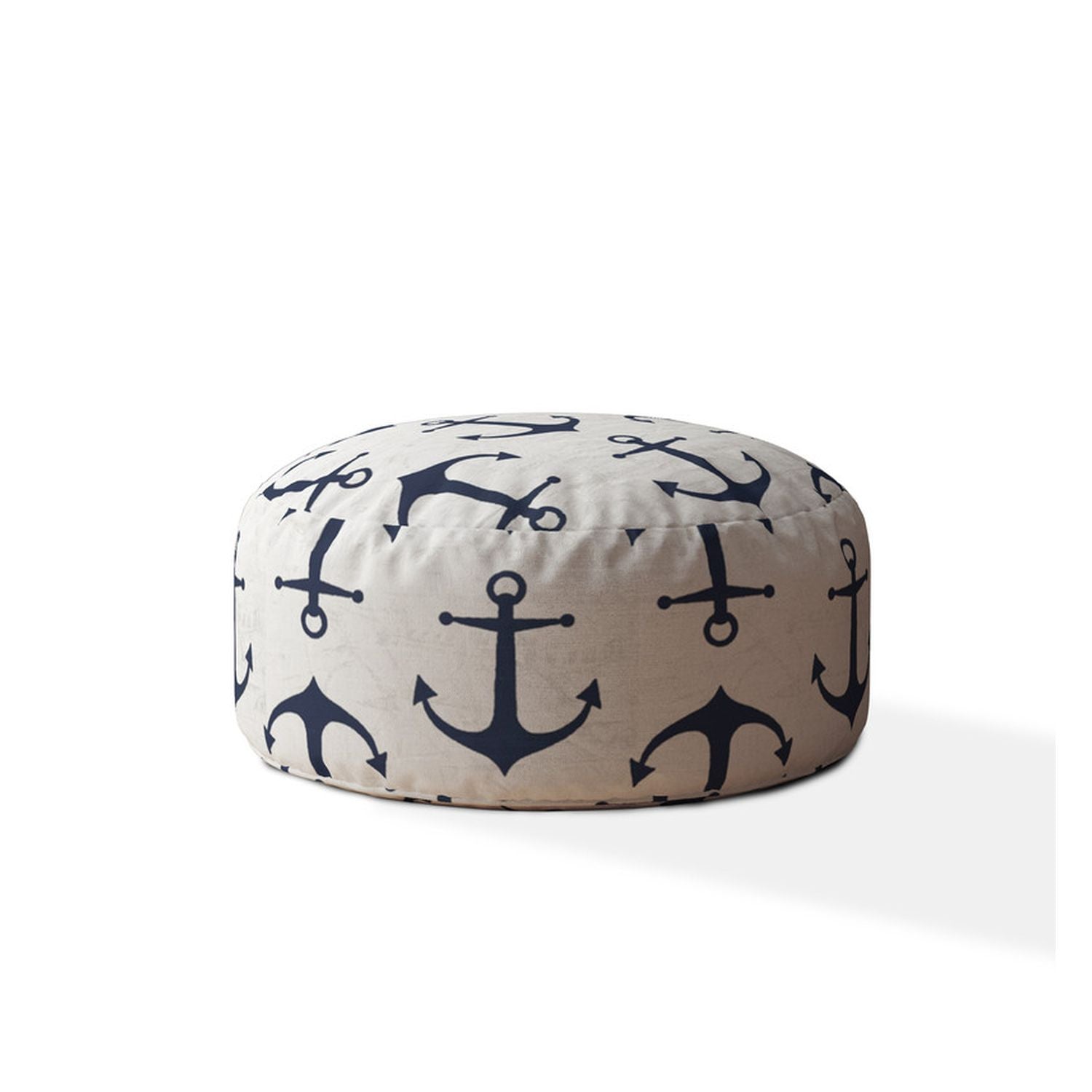 24" Blue Canvas Round Anchor Pouf Cover