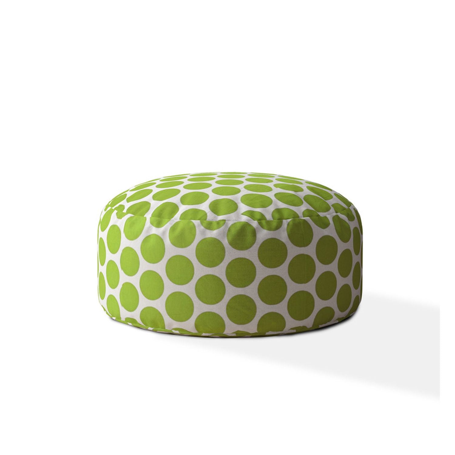 24" Green And White Cotton Round Polka Dots Pouf Cover