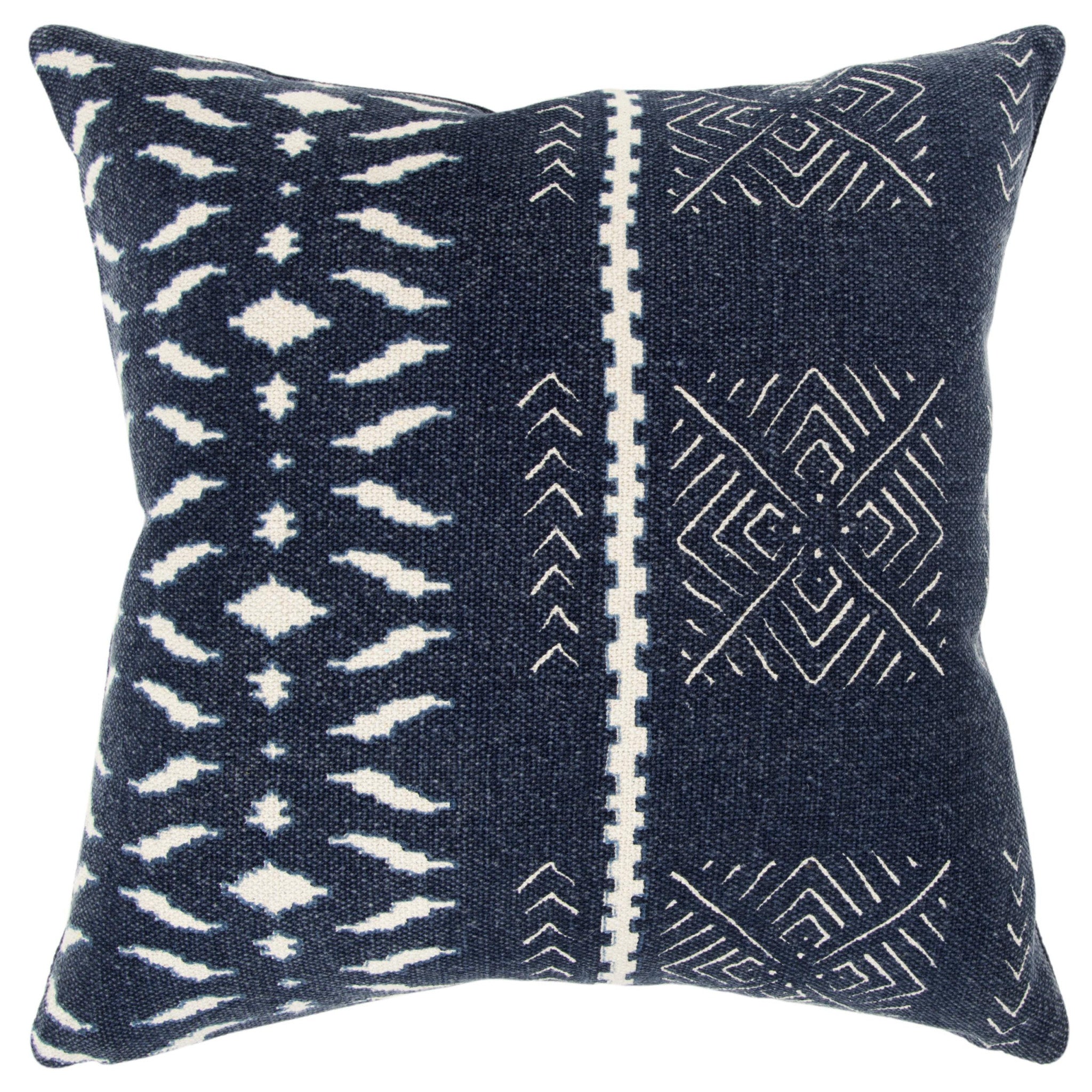 20" Blue and White Cotton Pillow