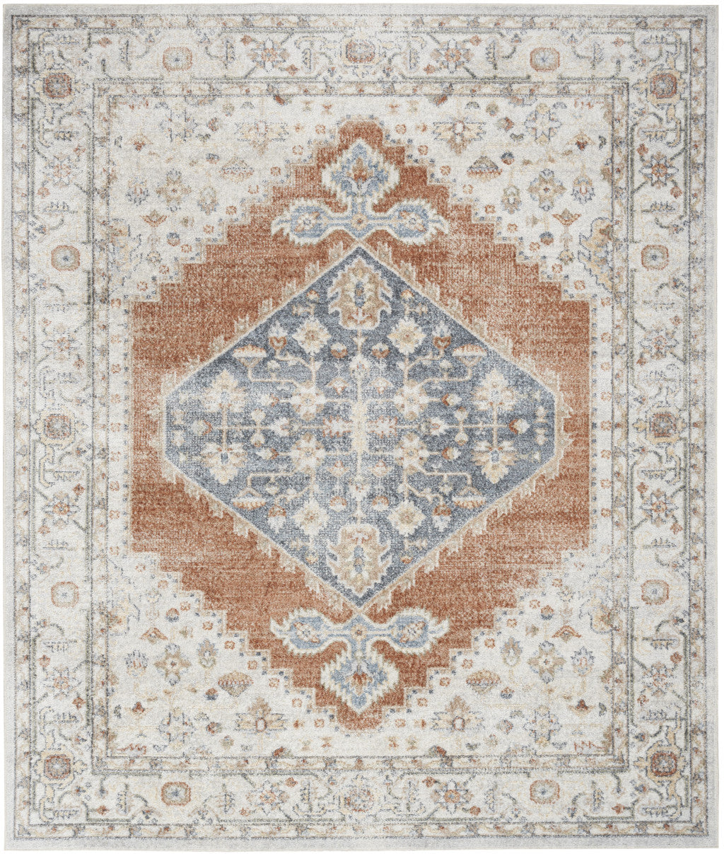 9' X 12' Gray Oriental Power Loom Distressed Area Rug