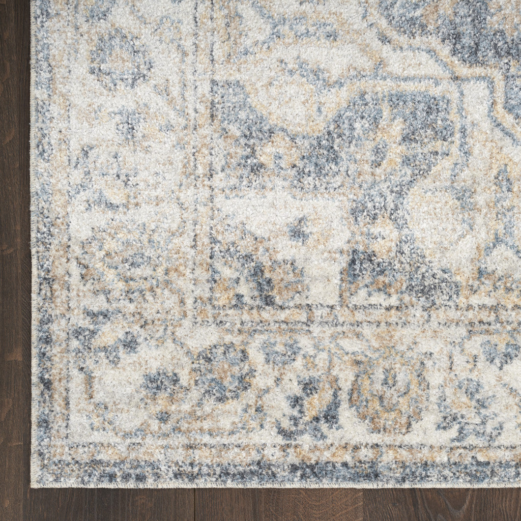 9' x 12' Gray Oriental Power Loom Area Rug