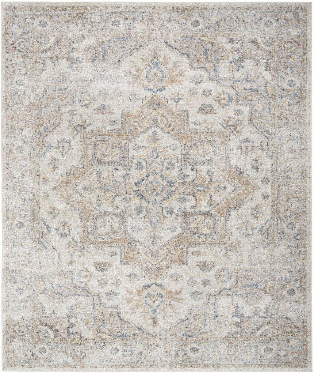 9' x 12' Gray Oriental Power Loom Area Rug