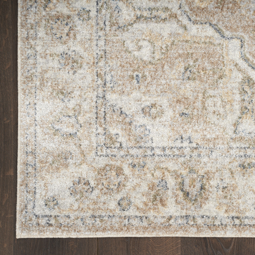 9' x 12' Beige Oriental Power Loom Area Rug