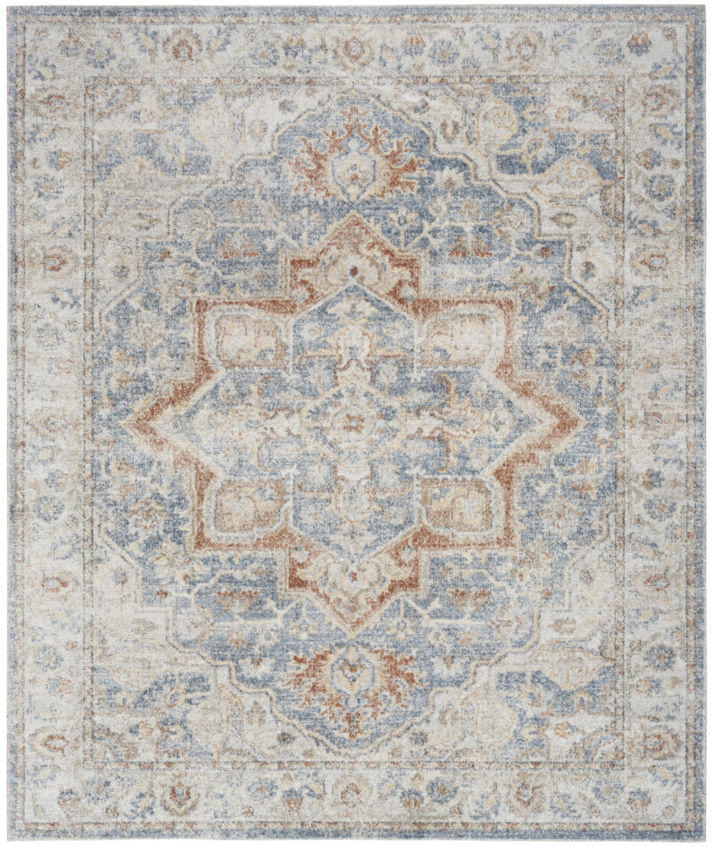 9' x 12' Gray Oriental Power Loom Area Rug