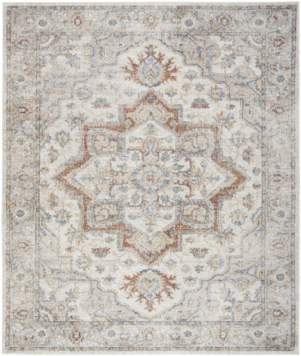 9' X 12' Gray Oriental Power Loom Area Rug