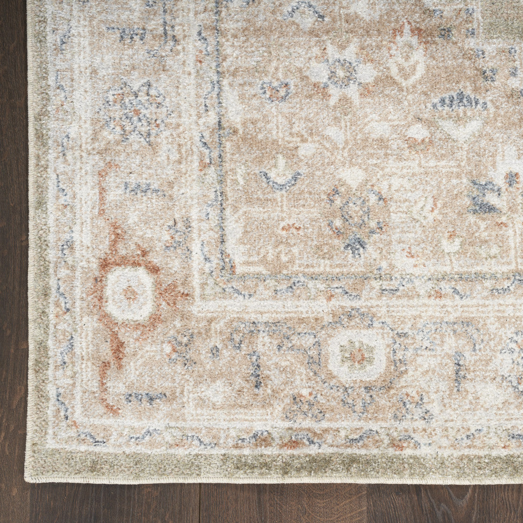 5' x 7' Sage Oriental Power Loom Distressed Washable Area Rug