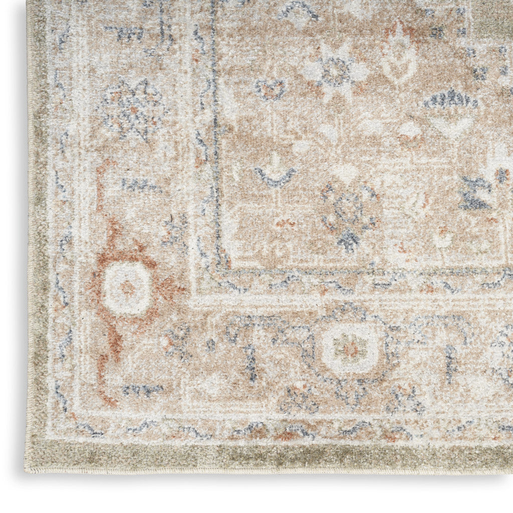 12' Sage Oriental Power Loom Distressed Washable Runner Rug