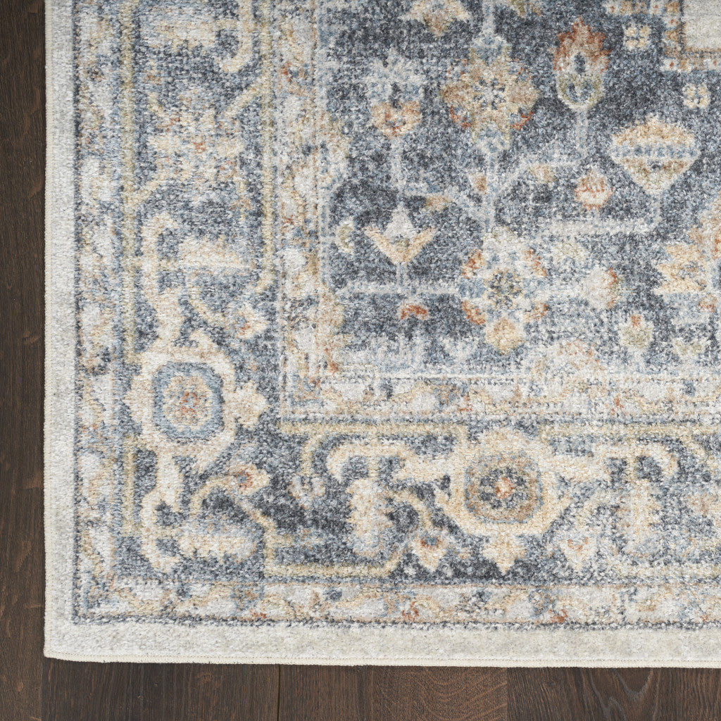 5' X 7' Gray Oriental Power Loom Distressed Washable Area Rug