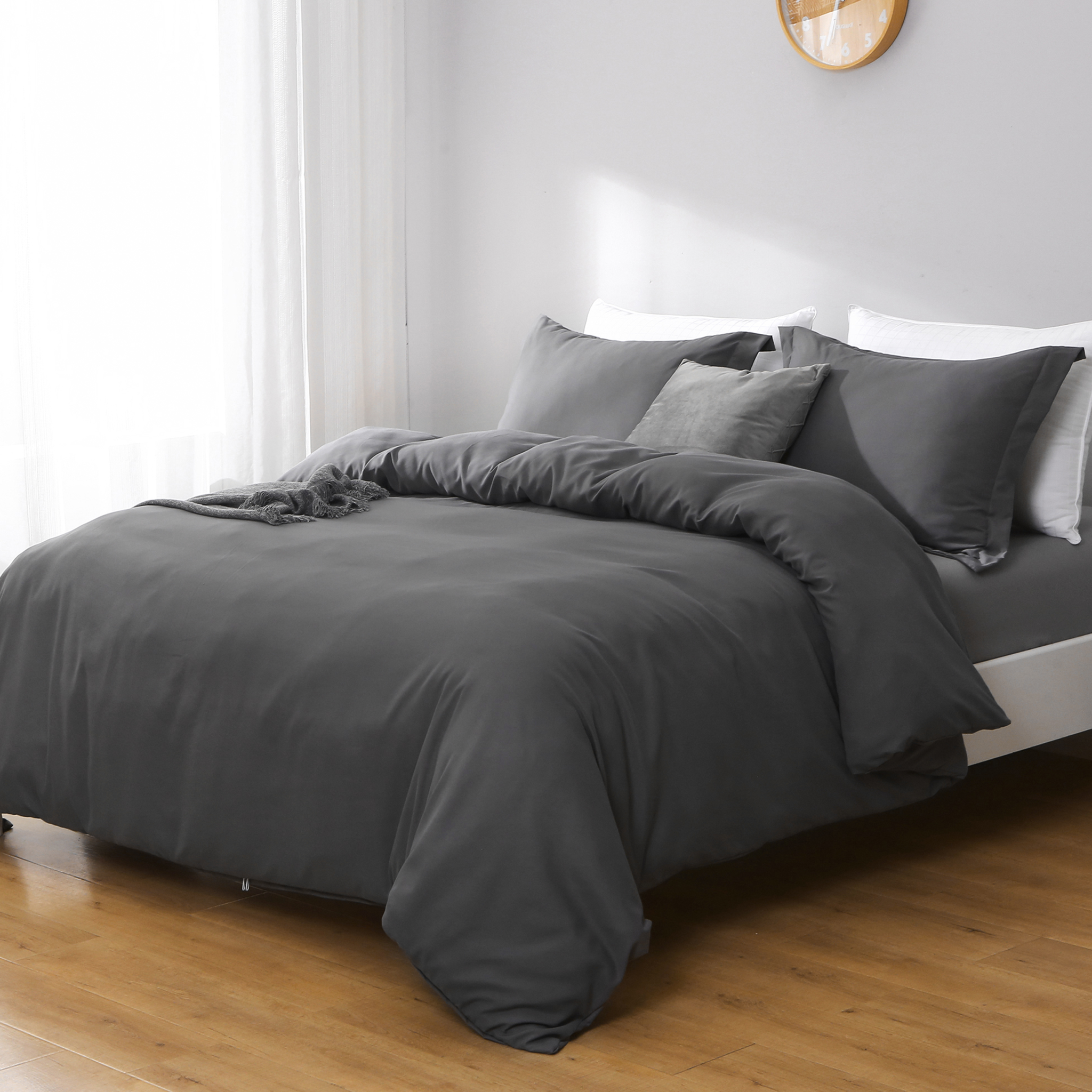 Dark Slate Gray King Microfiber 1400 Thread Count Washable Duvet Cover Set