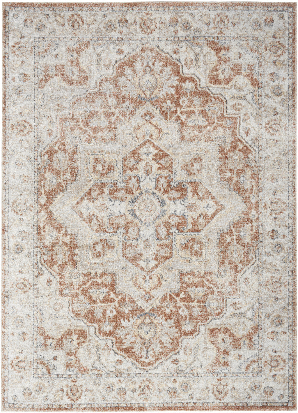 7' x 9' Gold Oriental Power Loom Washable Area Rug