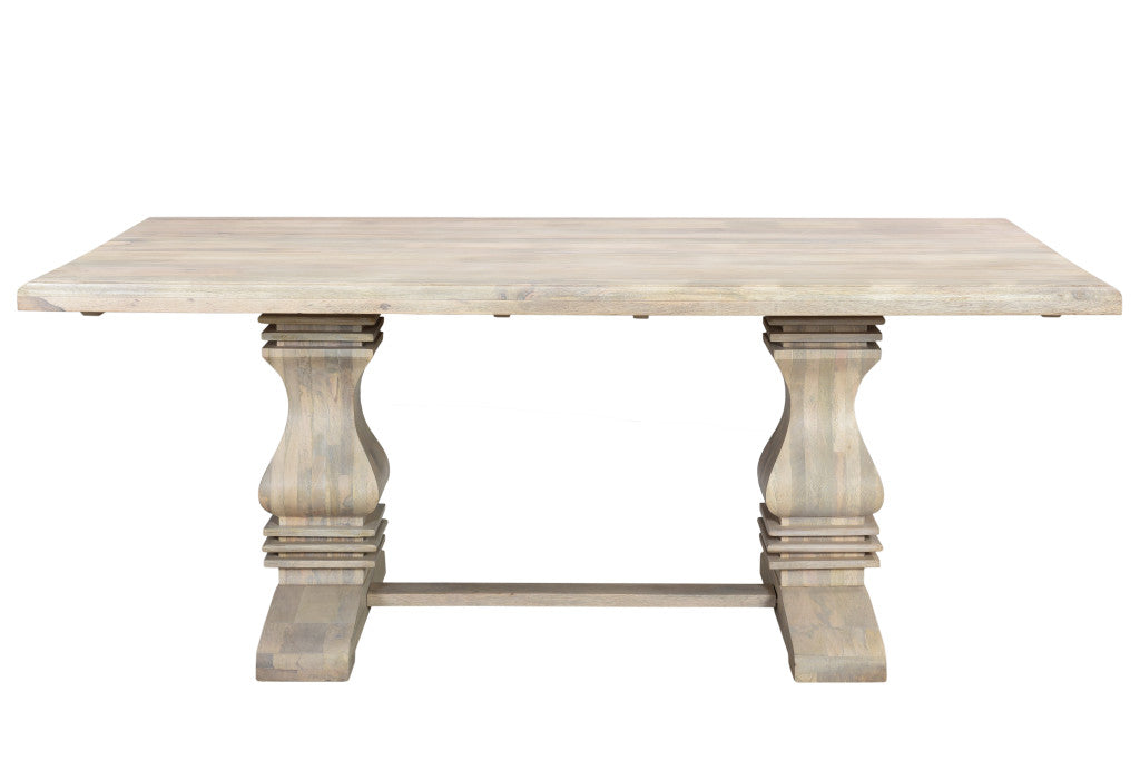 76" White Solid Wood Dining Table