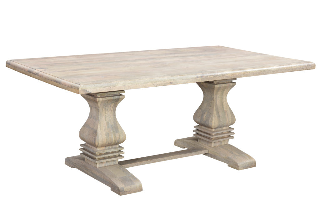 96" White Solid Wood Dining Table