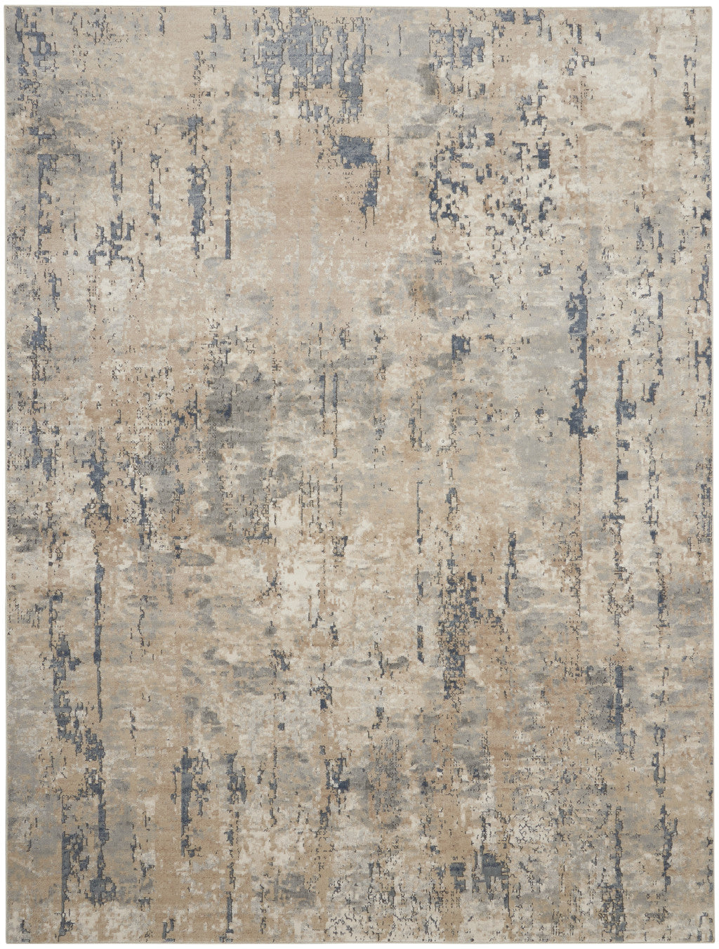 9' x 12' Beige Abstract Power Loom Area Rug