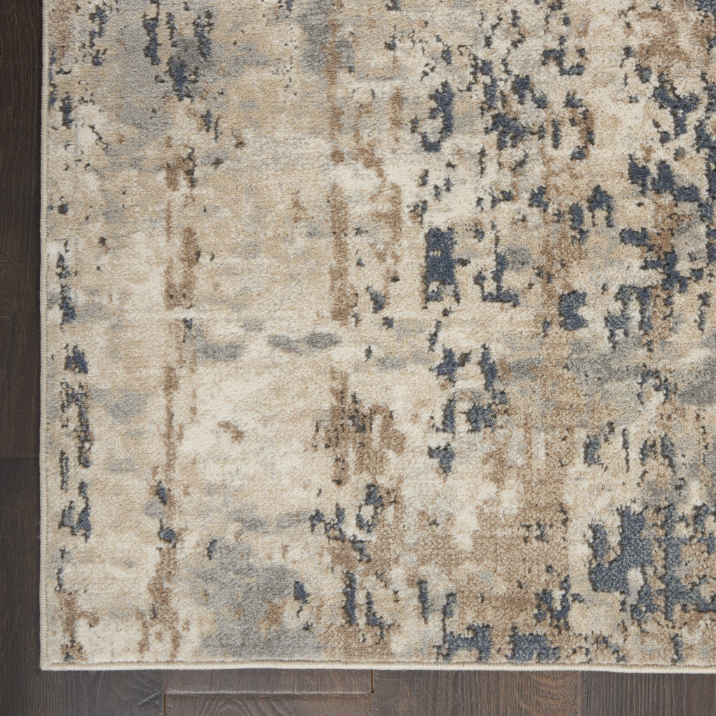 9' x 12' Beige Abstract Power Loom Area Rug