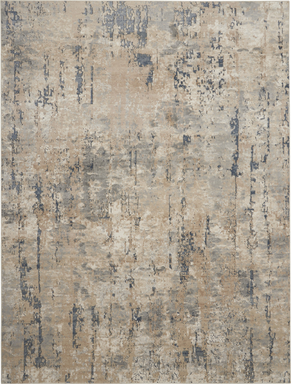 7' x 10' Beige Abstract Power Loom Area Rug