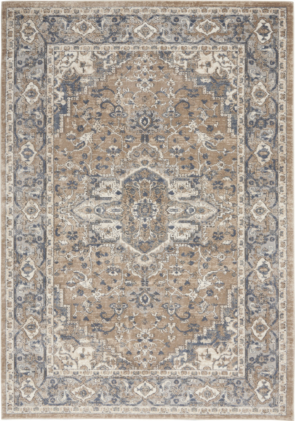 6' x 9' Ivory Floral Power Loom Area Rug