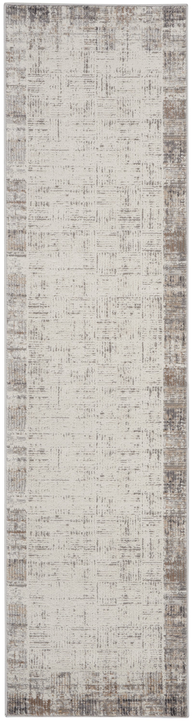 18' Gray Abstract Power Loom Runner Rug