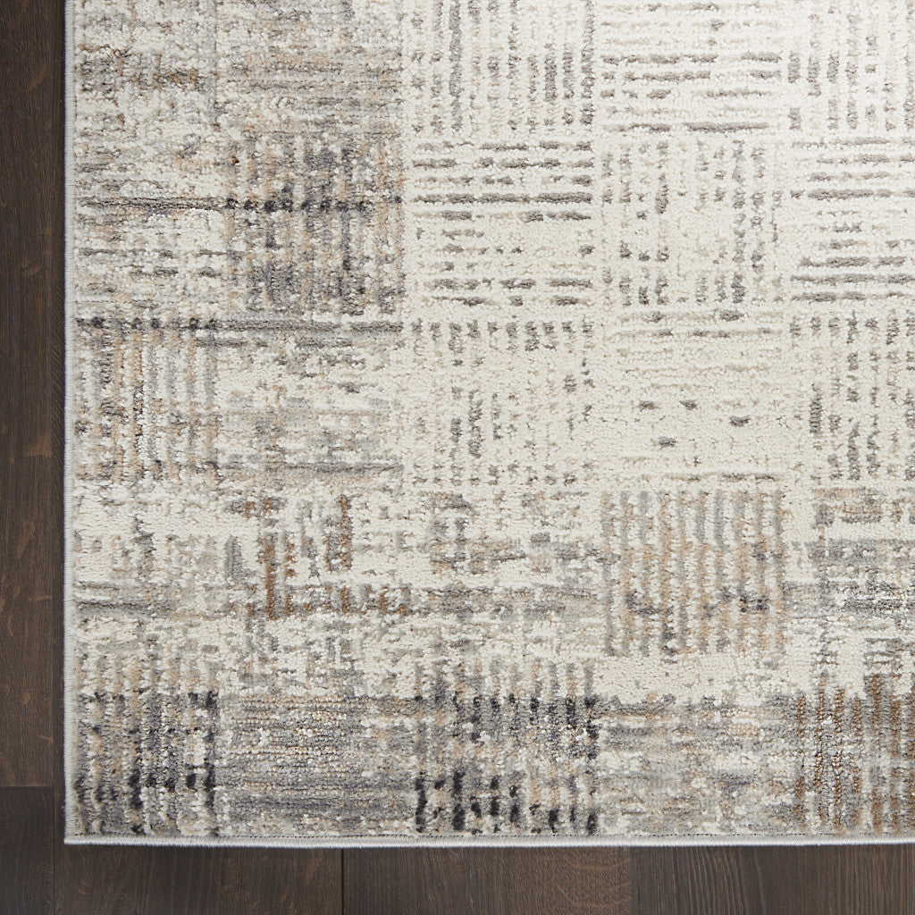 12' Gray Abstract Power Loom Runner Rug