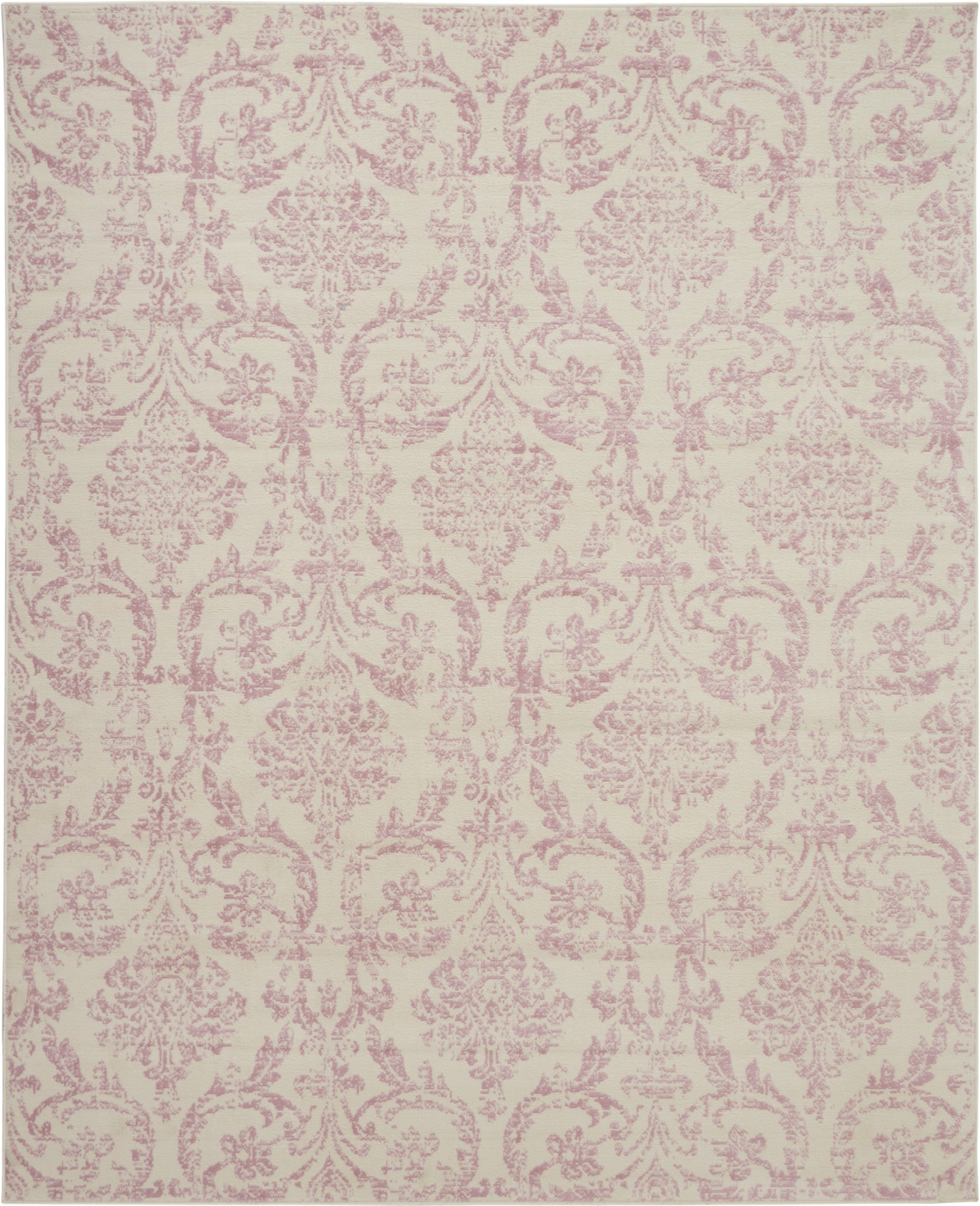 8' X 10' Cream Damask Power Loom Area Rug