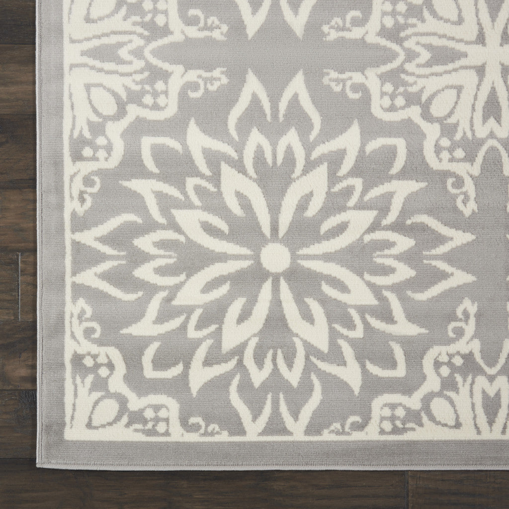 8' X 10' Gray Floral Power Loom Area Rug