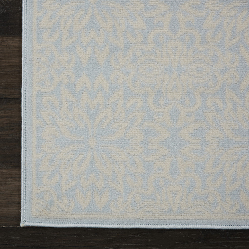 2' X 4' Light Blue Floral Power Loom Area Rug