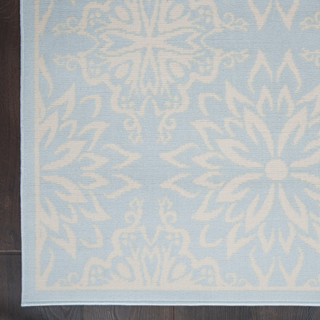 5' X 7' Light Blue Floral Power Loom Area Rug