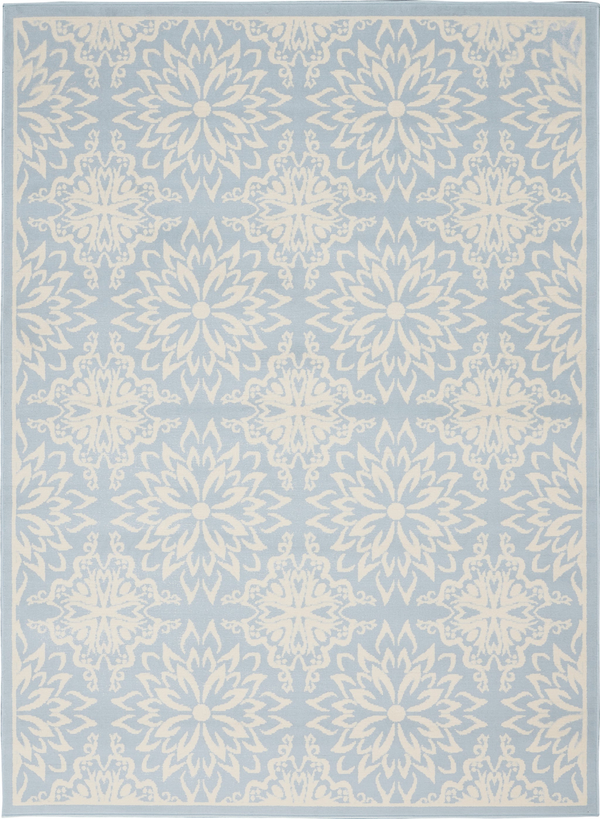 4' X 6' Light Blue Floral Power Loom Area Rug