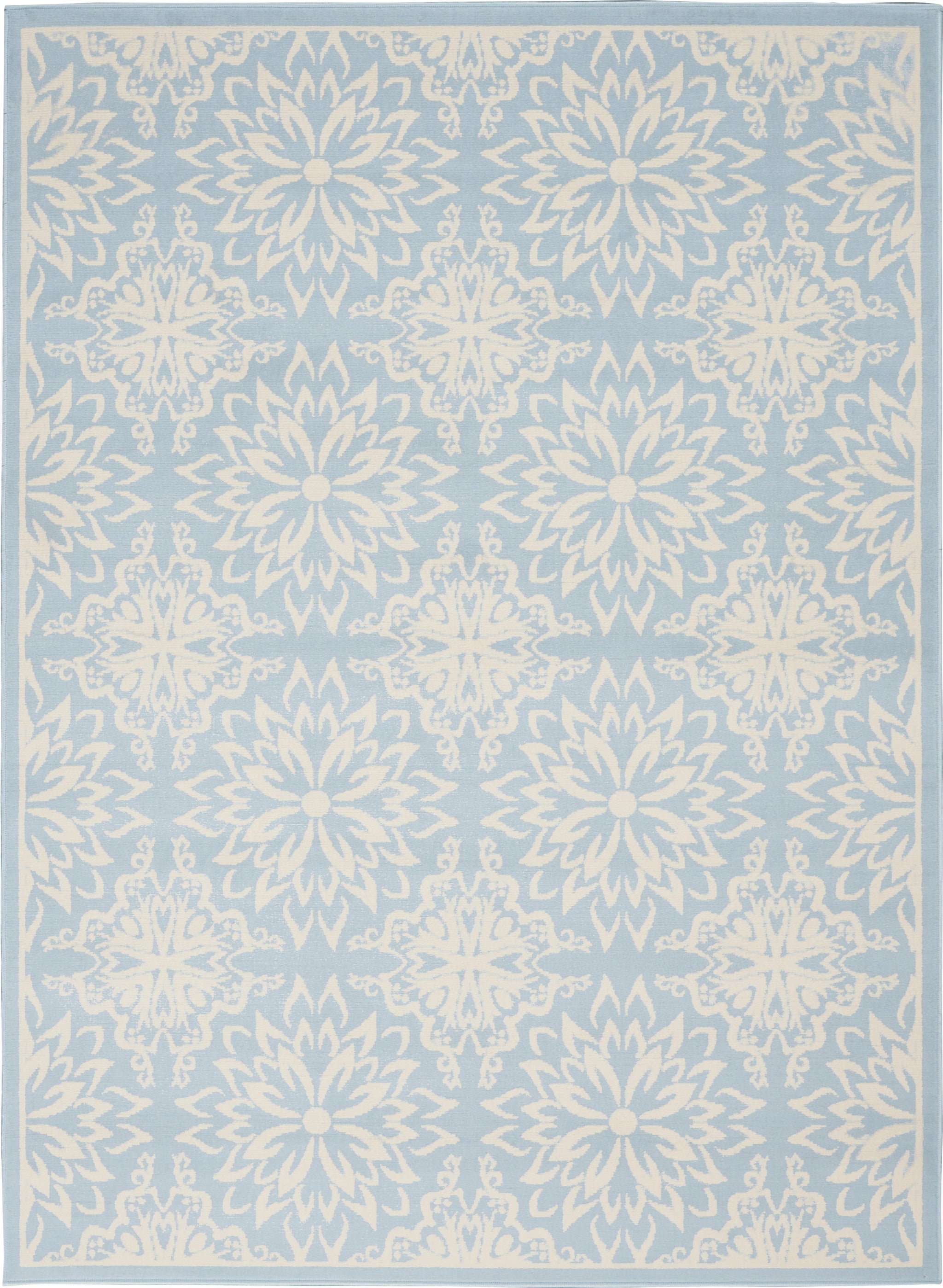 6' X 9' Light Blue Floral Power Loom Area Rug